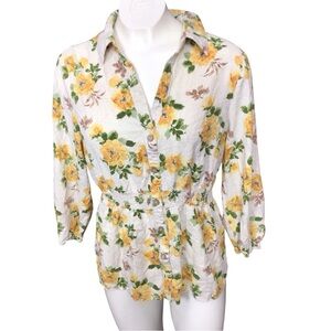 Sara Michelle Yellow Y2K Floral Blouse